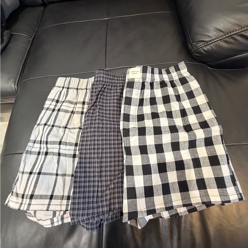 American Eagle Outfitters Plaid Boxer Briefs - Black, Gray, White